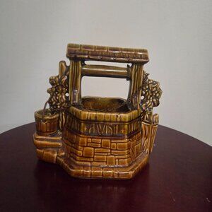 Vintage McCoy Wishing Well Planter USA | Brown Drip Glaze Pottery